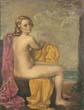 De Chirico - Nudo seduto con drappo rosa e giallo 1940