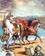 De Chirico - due cavalli in riva al mare 1964