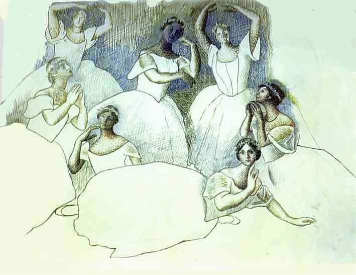 Pablo Picasso - Group of Dancers. Olga Kokhlova is Lying in the Foreground