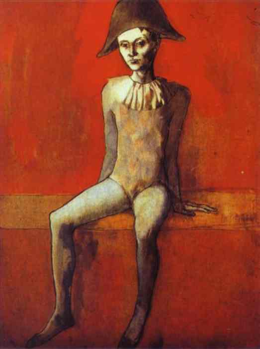 Pablo Picasso - Harlequin Sitting on a Red Couch