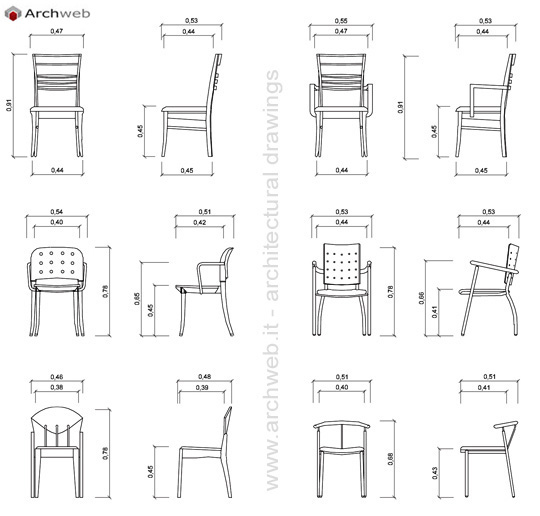 sedie 2d in prospetto dwg chairs in the prospect