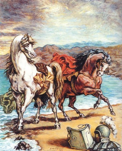 De Chirico - due cavalli in riva al mare 1964
