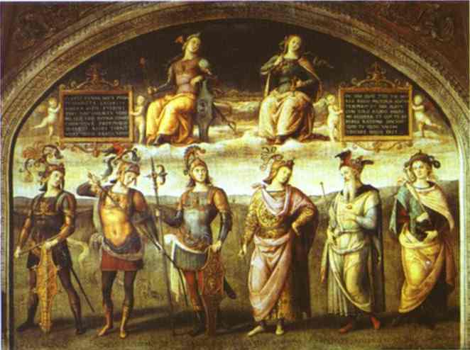 Pietro Perugino - The Fortitude and Temperance with Six Antique Heroes