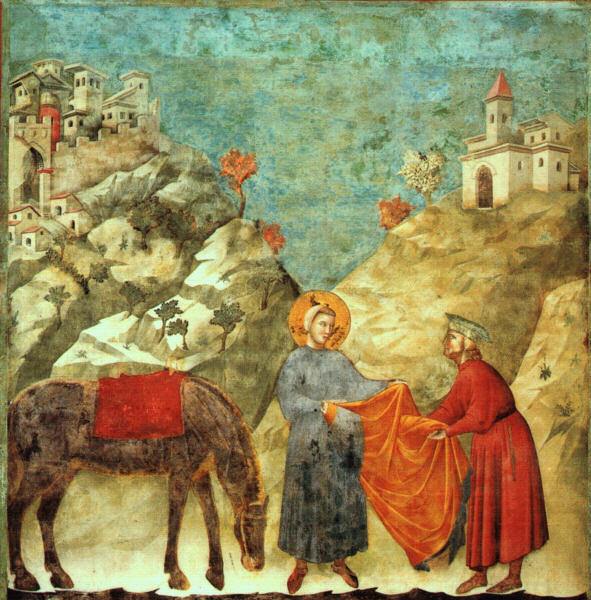 Giotto - Legend of St Francis - [02] - St Francis Giving his Mantle to a Poor Man