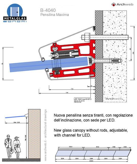 Pensilina In Vetro E Acciaio Dwg