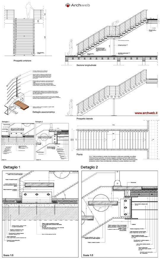 Scale In Acciaio E Legno Dwg