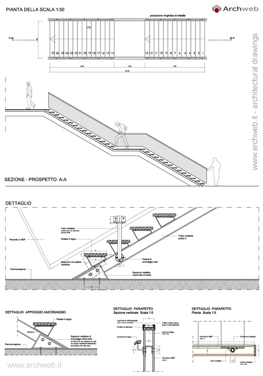 Scale In Acciaio E Legno Dwg