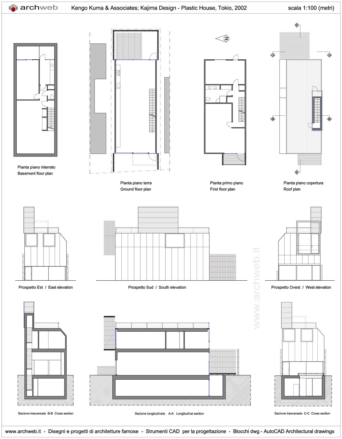 Plastic House K. Kuma drawings plan
