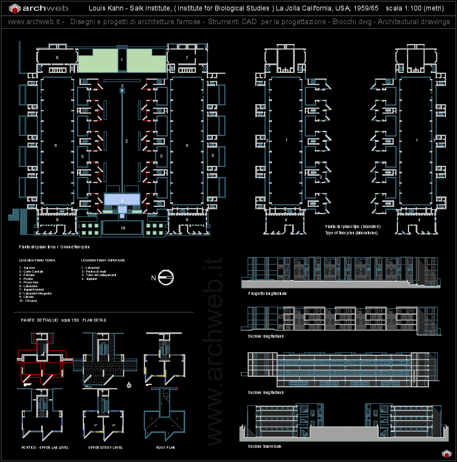 Salk institute - louis kahn in AutoCAD, CAD (209.84 KB)