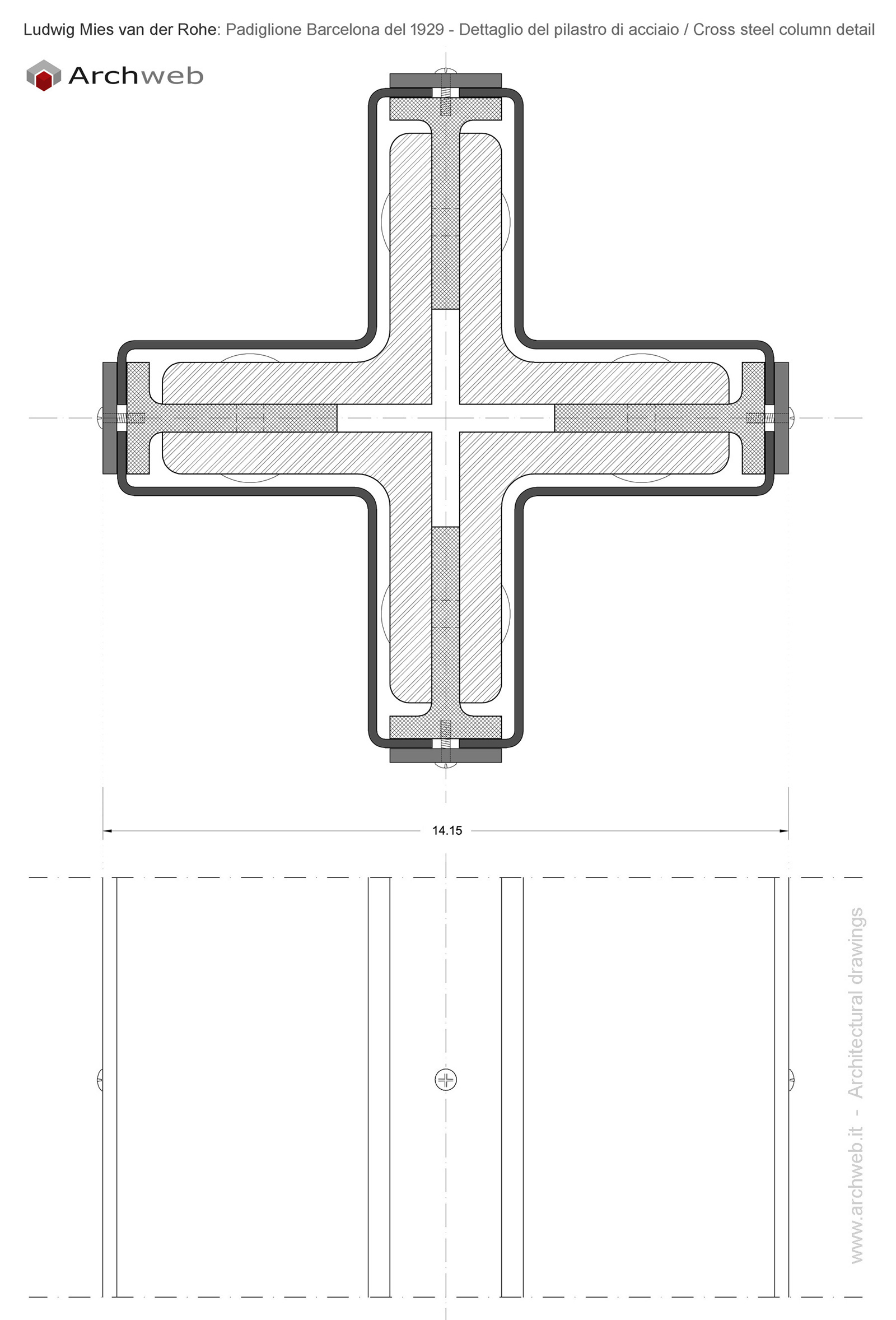 steel column detail barcelona pavilion
