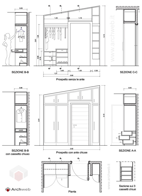 Progetto di un armadio a muro Progettare parete attrezzata