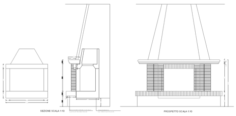 Camino a parete a legna Camino a parete a legna