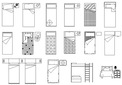 Letto Singolo 2d Bed Drawings Bunk Dwg