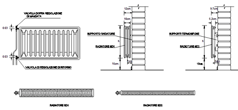 Radiatori 2d heaters dwg Montaggio termosifoni in alluminio