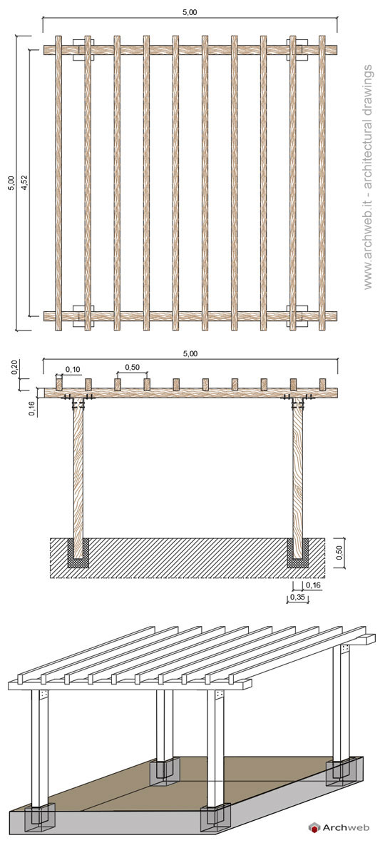 Pergolato in legno dwg