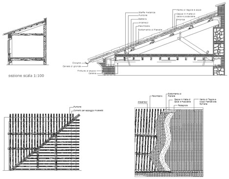 Tetti in legno dwg roof dwg Sezione tetto in legno