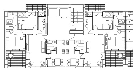 Case in linea 3 Pianta appartamento 100 mq