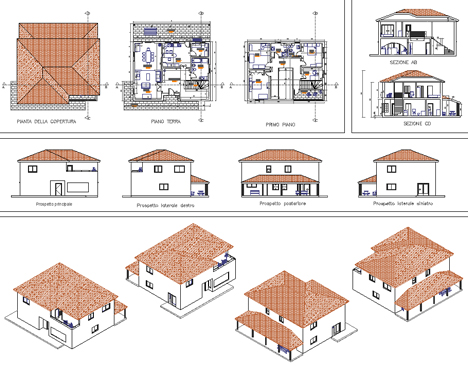 Case unifamiliari dwg Progetti villette unifamiliari