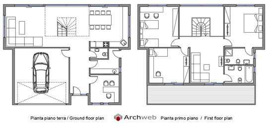 Progetto casa unifamiliare due piani dwg