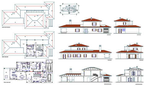Ville residenziali dwg progetti ville houses dwg Progetti villette unifamiliari