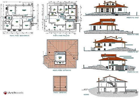 Ville residenziali dwg progetti ville houses dwg Progetti villette unifamiliari